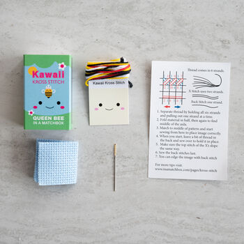 Kawaii Queen Bee Mini Cross Stitch Kit, 4 of 8