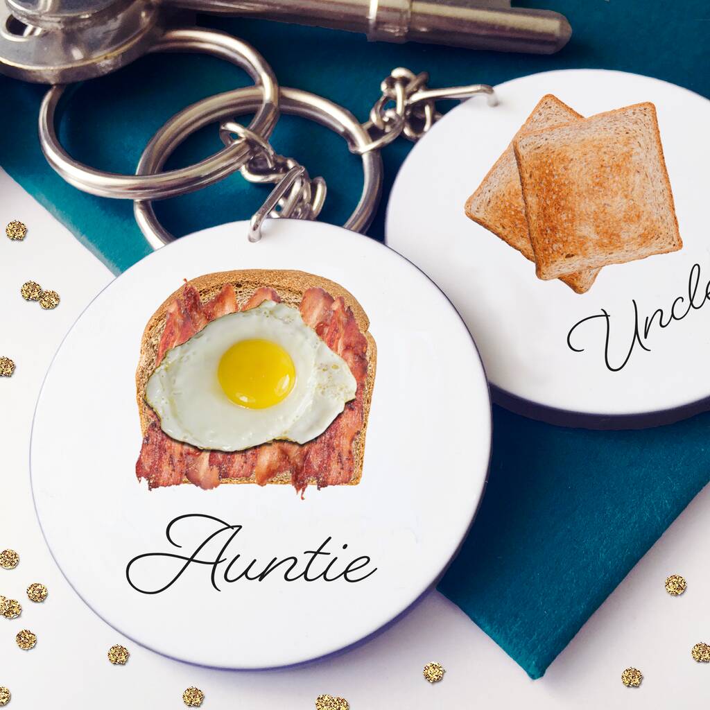 Image of Personalised Auntie And Uncle Sandwich Keyring Set