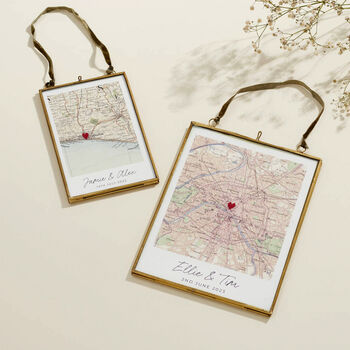 Personalised Vintage Map Picture With Stitched Heart, 2 of 7