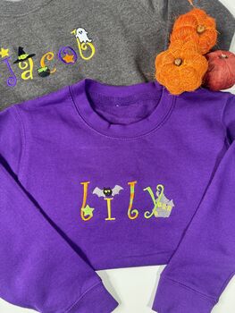 Kids Halloween Personalised Embroidered Sweatshirt, 5 of 6