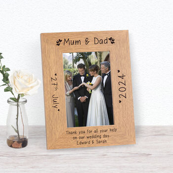 Thank You Mum And Dad Wedding Day Photo Frame, 2 of 2