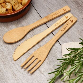 24 Pack Reusable Bamboo Cutlery Set, 9 of 10