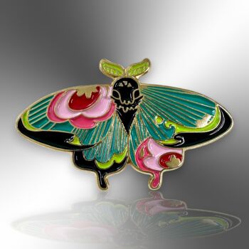 Art Nouveau Style Small Moth Butterfly Enamel Pin, 4 of 9