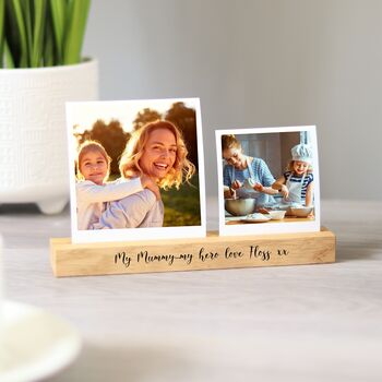 Personalised Solid Oak Photo Block With Prints – Gift For Dad Or Mum, 4 of 11