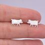 Cute Little Pig Stud Earrings In Sterling Silver, thumbnail 3 of 12