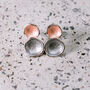 Matte Silver And Dusky Pink Irregular Double Disc Small Stud Earrings, thumbnail 1 of 3