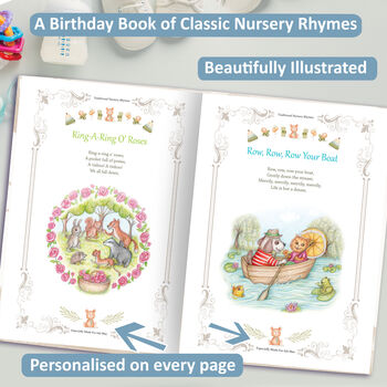 1st Birthday Gift Book Of Nursery Rhymes Personalised, 4 of 10