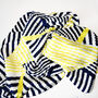 Navy And Yellow Contrasts Pleated Square Silky Scarf, thumbnail 2 of 8