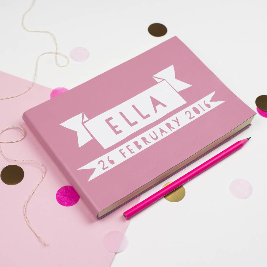 Personalised Leather Baby Guest Book By Livi & Belle
