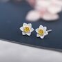 Sterling Silver Daffodil Flower Stud Earrings, thumbnail 5 of 12