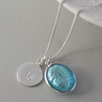 Silver Necklace With Murano Glass Oval And Initial, 6 of 10