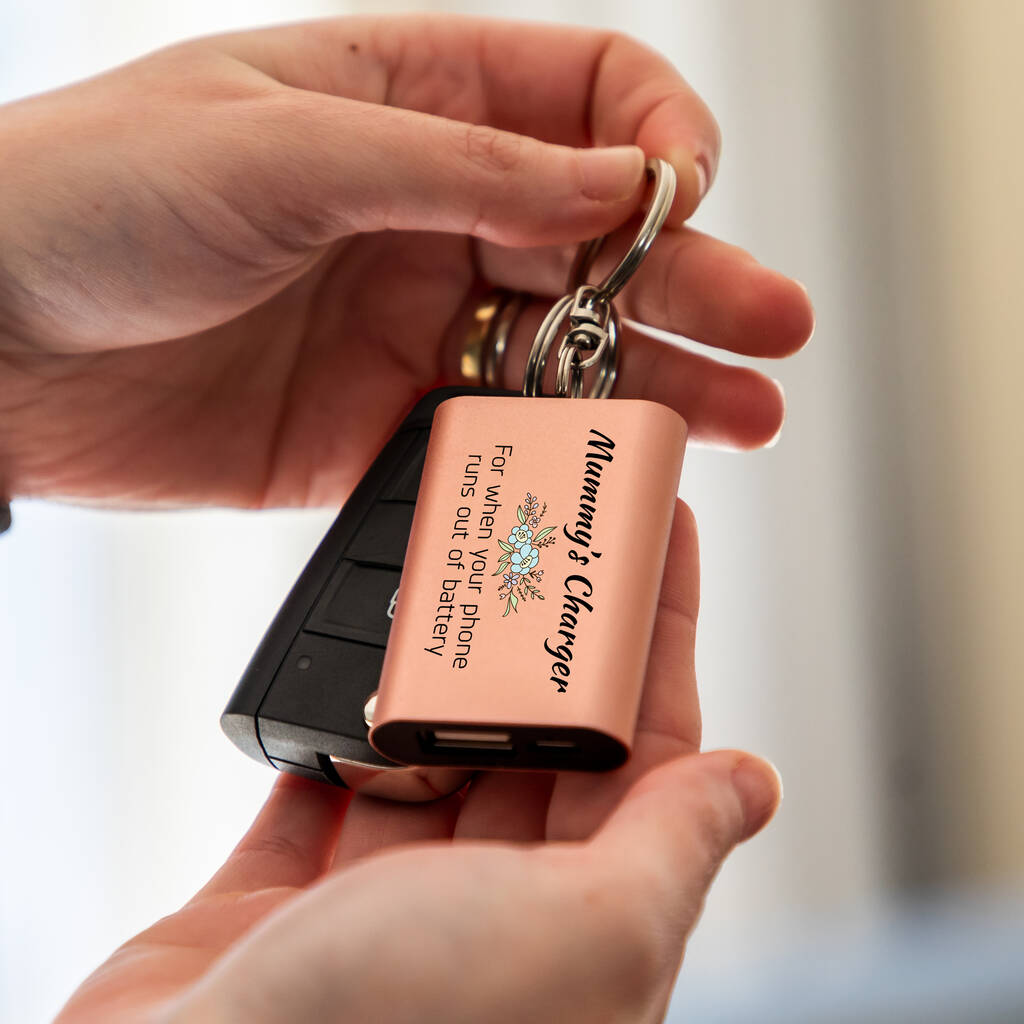 Personalised Floral Power Bank Keyring By Mirrorin