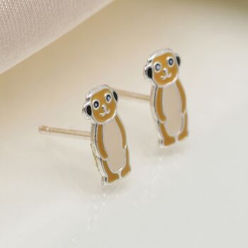 Girls Sterling Silver Meerkat Stud Earrings, 2 of 4