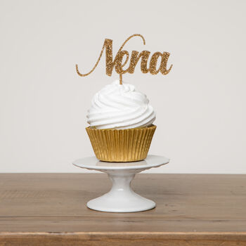 Personalised Script Name Mini Cup Cake Topper, 2 of 3