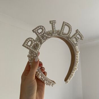 Personalised Pearl Headband Crown Bridal Birthday, 2 of 4