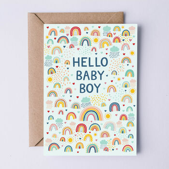 New Baby Boy Card, Rainbow New Baby Card, 2 of 3
