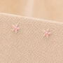 4mm Sterling Silver Pink Forget Me Not Stud Earrings, thumbnail 1 of 6