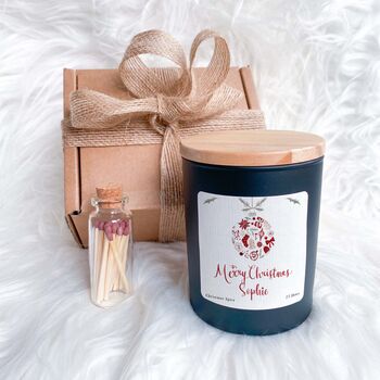 Personalised Christmas Scented Candle Gift Set Vegan, 3 of 5