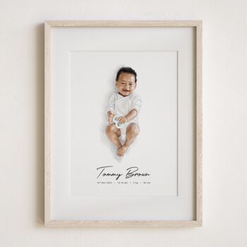 Baby Shower Gift – Personalised First Birthday Hand Drawn Baby Portrait, 5 of 9
