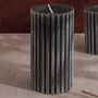 G Decor Scented Grooved Woody Dark Grey Pillar Candle, thumbnail 2 of 5