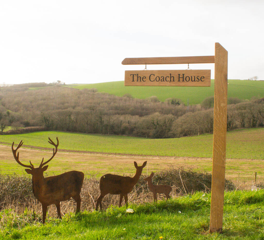 Engraved Hanging Oak Sign Post, 1 of 12