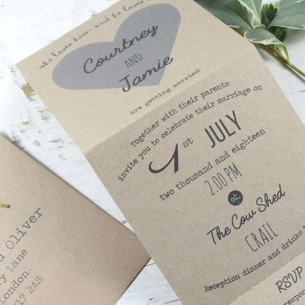 Recycled Heart Tri Folded Wedding Invitation By Paper And Inc ...