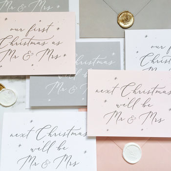 Blush Pink 'Our First Christmas As Mr And Mrs' Card, 4 of 4