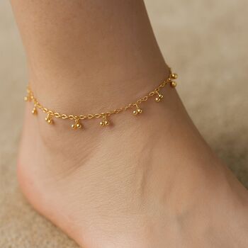 Dainty Beaded Gold Anklet, 2 of 5