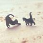 Black Cat Studs In Stainless Steel, thumbnail 2 of 4