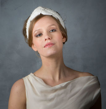 Chantilly Lace And Silk Turban Style Bridal Headpiece, 2 of 2