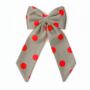 Sustainable Lrg Linen Polka Dot Bow Hanging Christmas Decoration, thumbnail 6 of 12