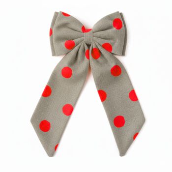 Sustainable Lrg Linen Polka Dot Bow Hanging Christmas Decoration, 6 of 12