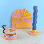 Pink And Yellow Geometric Candlestick Holder, thumbnail 3 of 7