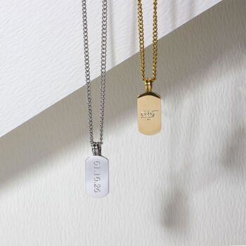 Mini Dog Tag Necklace 18 K Gold Plated Steel, 3 of 6