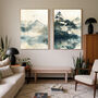 Light Green Japanese Wall Art Set Of Two Japanese Landscape Prints, thumbnail 1 of 3