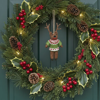 Handmade Felt Retro Reindeer Christmas Decoration, 5 of 5