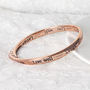 Live, Laugh, Love Message Bangle Rose Gold Plated, thumbnail 2 of 5