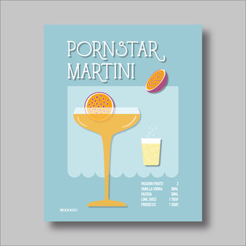 Pornstar Martini Cocktail Print Four Colour Options, 7 of 8