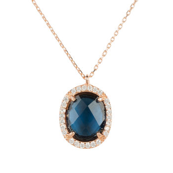 Beatrice Oval Gemstone Necklace Rose Gold Plated Silver, 5 of 12