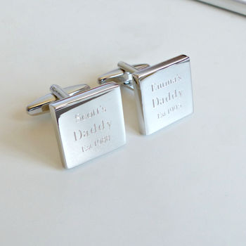 Personalised Square Silver Plated Daddy Tile Cufflinks, 3 of 3