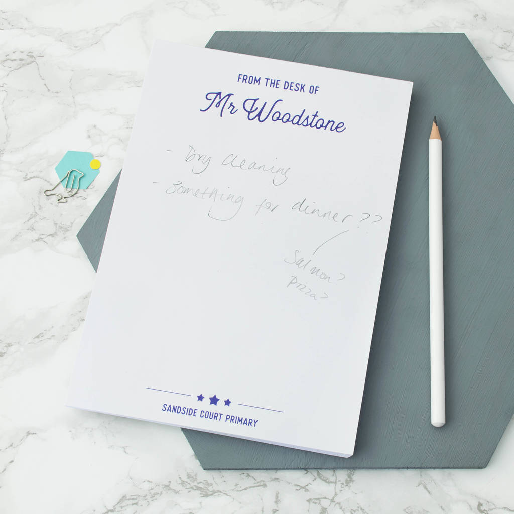 Personalised 'From The Desk Of…' A5 Notepad By XOXO