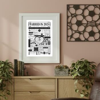 Married In 2024 Map Print, Personalised 1st Cotton Anniversary Gift, 9 of 12