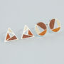 Sterling Silver Brown Geometric Stud Earrings, thumbnail 1 of 4