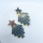Art Deco Starburst Festive Navy Statement Earrings, thumbnail 1 of 9