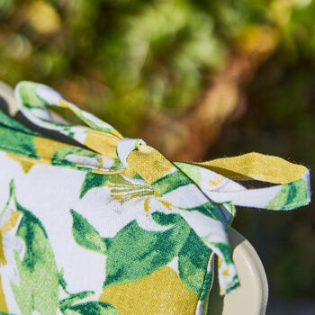 Set Of Two Tie On Lemon Print Seat Pads, 4 of 5