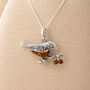 Personalised Sterling Silver Baltic Amber Robin Pendant Necklace, thumbnail 2 of 12