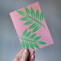 Palm Leaf Print Set Of Six Mixed Design Notecards, thumbnail 2 of 4