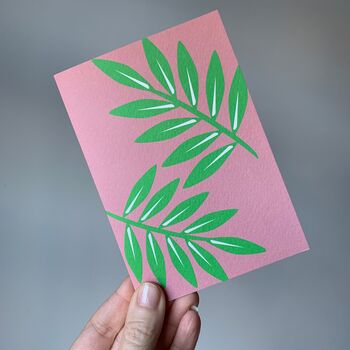 Palm Leaf Print Set Of Six Mixed Design Notecards, 2 of 4