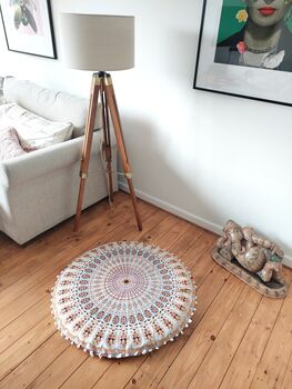 Elegant Round Mandala Floor Cushion Cover, 9 of 9