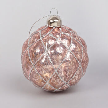 G Decor Set Of Four Glass Light Pink Christmas Baubles, 3 of 5